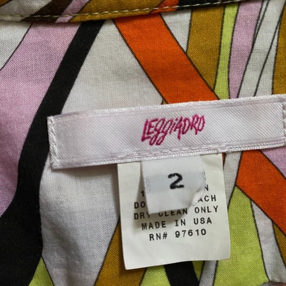 Leggiadro Cotton Multicolor Tunic Size 2 Made in USA - Picture 2 of 6